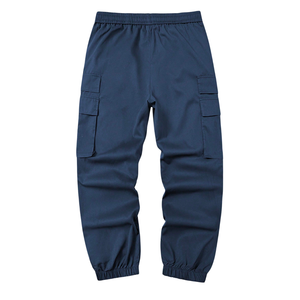 Mens Navy Cargo Jogger Pants Elastic Waist Drawstring Multi Pocket Casual Outdoor <b>Canvas</b> Breathable Eco-Friendly Regular Fit - Product Image 2