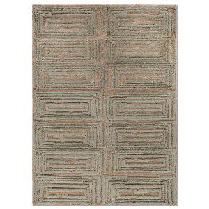 พรมอะคริลิคสีเบจและสีน้ำตาลถักมือ Aprezo ลายเรขาคณิตและลวดลายนามธรรมสไตล์โบโฮ สำหรับบ้านและทางเดิน-Akar-1045 สำหรับห้องวัยรุ่น - Product Image 1