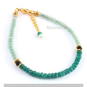 Pulsera HAYAAT GEMS con Cuentas Redondas de Color Verde Esmeralda y Blanco, Certificada por Terceros, Regalo Perfecto para Niñas y Mujeres - Product Image 2