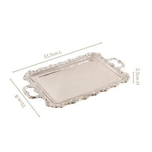 Bandeja Plateada con Borde Ornamentado, Diseño Europeo Clásico, Acabado Metálico de Lujo, Bandeja Rectangular para Servir - Product Image 6