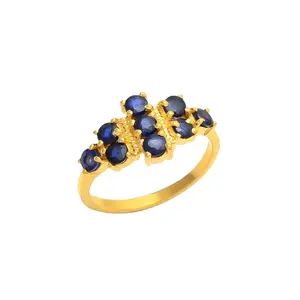 The Dazzling Spectrum: A Gold Ring with a Blue gemstones with gorgeous diamond work unique design for womens and girls