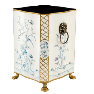 ถังขยะโลหะที่มีการพิมพ์ดิจิตอลที่สวยงามด้วยเท้าทองเหลือง - Product Image 6