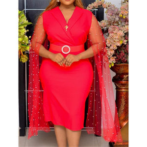 Robes midi élégantes en satin pour femmes, à manches courtes, col en V, taille naturelle et imprimé floral – Vente en gros - Product Image 3