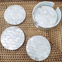 Sous-verres de luxe en nacre avec support en bois, logo personnalisé, forme sur mesure, matériau écologique en os incrusté pour table basse et décoration de bar