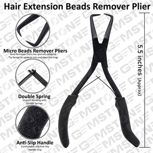 Alicates removedores de cuentas de extensión de cabello negro de acero inoxidable reutilizables duraderos Microlink de 5,5 "para extensiones de cabello - Product Image 3