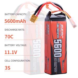 Batterie LiPo Sunpadow 11.1V 3S 5600mAh <span class=keywords><strong>70C</strong></span> avec connecteur XT60 Soft Pack pour voiture RC, camion RC - Product Image 4