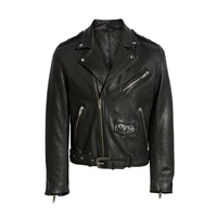 Nouvelle veste en cuir Inyint Winter High Street en peau de mouton tannée, logo personnalisé sur le devant, respirante, coupe ajustée, grande taille