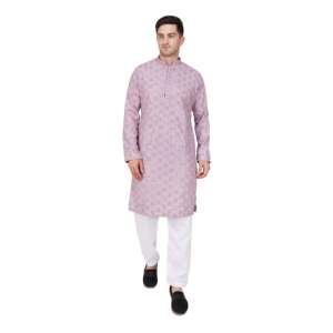 Conjunto de Kurta y Pijama de Rayón Bordado de Diseñador TRILOKI para Hombre, Traje Tradicional Indio para Bodas, Atuendo de Novio con Lentejuelas - Product Image 1