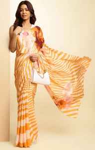 Saree en satin imprimé numérique avec chemisier à la mode Look ethnique Superbe tenue décontractée pour adultes Top des ventes indiennes - Product Image 3