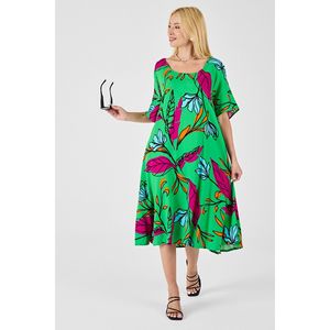 Abito a maglia con collo a U per ragazzi a manica corta stile Midi con motivo a foglia confezione singola - Product Image 2