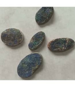 Pierre précieuse naturelle en forme ovale, druzy bleue, cabochon, certifiée IGI, paire pour bijoux pour femmes - Product Image 2