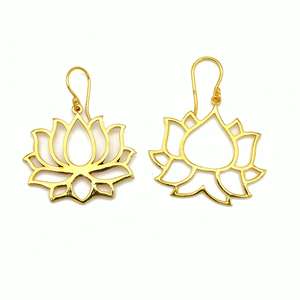 Exclusive Hoy Trendy Lotus Brass <b>Dangle</b> <b>Earring</b> 18k <b>Gold</b> Plated Flower Ethnic <b>Earring</b> Vintage Wholesale Drop <b>Earring</b> For Women - Product Image 1