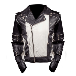 Biker Style Men's White/Black Genuine Cowhide Leather Racing Motorbike Jacket CE Armoured Protections Motorcycle Jacket For Men - Product Image 1