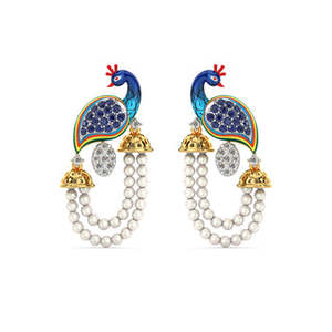 Boucles d'Oreilles Perle Paon Radiant en Or Jaune - Product Image 3