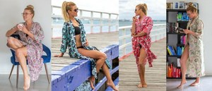 Vêtements de plage d'été pour femmes, pyjamas 100% coton satiné à motifs floraux, doux et respirant, séchage rapide - Product Image 4