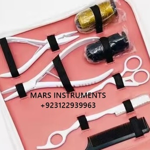 Kit de pinces à cheveux en acier inoxydable, outils essentiels pour extensions de cheveux professionnelles, noir mat avec beige, vente en gros - Product Image 3