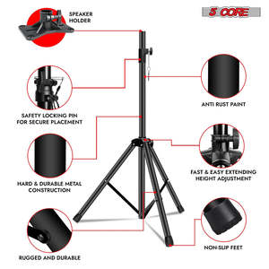 5 Core Speaker Stand <b>Tripod</b> Heavy Duty Adjustable 72 Universal Mount for PA DJ Studio - Product Image 6