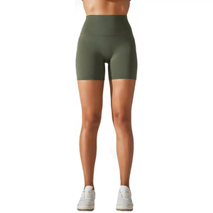 Pantalones cortos de entrenamiento cómodos para mujer con cintura elástica sin costuras diseño personalizado Yoga gimnasio ropa deportiva patrón sólido Fitness Sport-OEM - Product Image 2