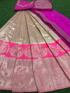 Kanjiveram Silk zari lehanga พร้อมเสื้อปักลาย duppta!! - Product Image 6