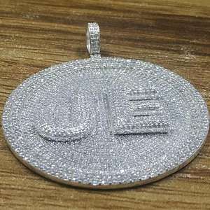 <b>Silver</b> plated Letter <b>Pendant</b> <b>Necklace</b> for <b>Men</b> Christian Religious Hip Hop Jewelry - Product Image 2