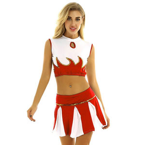 Tenues de cheerleading, haut sans manches en spandex blanc, shorts, 100% costumes de cheerleading pour filles, logo personnalisé imprimé, jeunes - Product Image 5