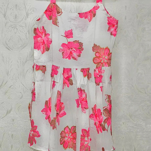 ชุดเดรสเข้ารูปทรงเอไลน์สำหรับผู้หญิงชุดเดรส100% เข้ารูปพิมพ์ลายดอกไม้สีขาว & ชมพูชุดเดรสมินิสำหรับปาร์ตี้ฤดูใบไม้ผลิแบบปัก - Product Image 1