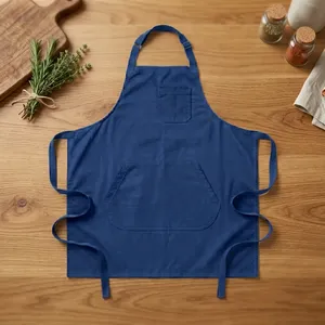 Delantal Clásico Azul de Lona 100% Algodón Ecológico con Bolsillos, Lavable a Máquina, para Cocinar y Uso Diario - Product Image 1