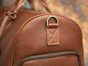 Bolsa de Viaje de Cuero Genuino, Plegable, Ligera, Gran Capacidad, Cierre de Cremallera, Resistente, Color Marrón - Product Image 3