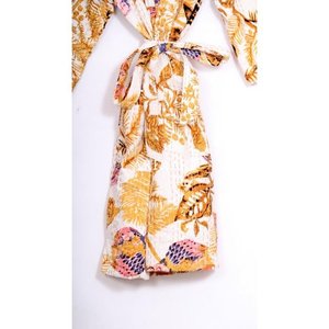 Bata de Invierno Kantha para Mujer, Kimono de Tela Ecológica, Estilo Étnico Tradicional Indio, Hecho a Mano, Colorido, de Algodón, Largo - Product Image 6