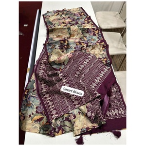 Sari indio elegante diseñador de Bollywood Semisuave y suave Tussar seda Impresión digital Sari étnico para fiesta verano invierno - Product Image 2