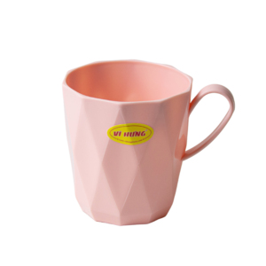 Modern Non-Toxic BPA Free Pink <b>Plastic</b> Mug Faceted Grip Reusable Beverage <b>Cup</b> for Canteen School Family Dining Gift - Product Image 1
