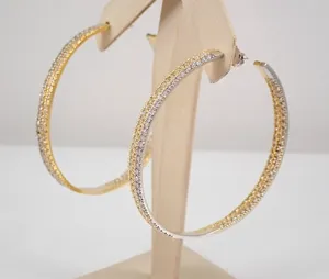 Women's Tishya Diamond 925 Sterling <b>Silver</b> Hoop <b>Earrings</b> 2 Ct Cut Moissanite Gold Plated <b>Wedding</b> Party Anniversary - Product Image 2