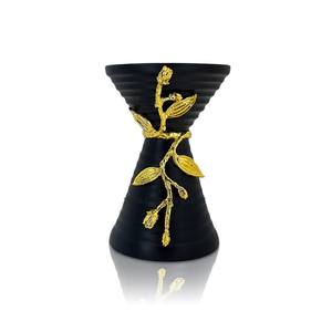 Soporte chapado en oro de alta calidad de Metal resistente con diseño de hojas de Gingko para suministro de quemador de incienso Bakhoor recubierto de polvo de Color negro - Product Image 5