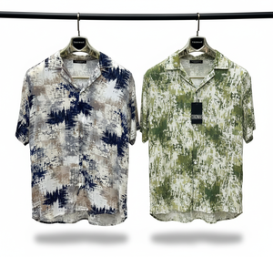 Chemise en satin à manches courtes et col en V pour homme, motif floral moderne, coupe décontractée, légère, élégante, tenue décontractée d'été, tenue de vacances - Product Image 6