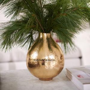 Nuevo Florero Decorativo de Metal Martillado en Color Dorado para Decoración de Mesa en el Hogar y la Oficina, Maceta con Forma de Capullo - Product Image 3