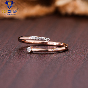 Lab-Stone Party Wear Bague en diamant 0.056 TDW Diamant taille ronde Or rose 18kt Couleur EF-VS - Product Image 2