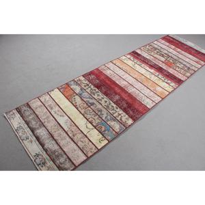 Vintage Rug, 2,6x8,<b>9</b> ft Turkish Rug, Red Blue Ombr Wool Rug - Product Image 4