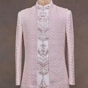 2024 New Collection Beautiful Resham Embroidery Sherwani Kurta <b>Pant</b> Matching Resham Embellished Crystal Glass Beads Plus Size - Product Image 1