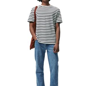 Conception de logo personnalisé 100% coton de luxe de haute qualité côtelé col rond à manches courtes poids lourd luxe t-shirt pour hommes vêtements - Product Image 2