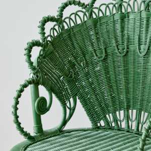 Silla de Ratán Verde Estilo Pavo Real, Silla de Mimbre Hecha a Mano para Decoración de Sala de Estar, Jardín o Balcón, Hecha en Vietnam - Product Image 6