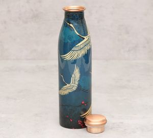 Custom Print & Logo Handcrafted Pure Copper Water Bottle with Lid Sports Camping Gym Use Direct <b>Accessory</b> Yoga Drinking Water - Product Image 2