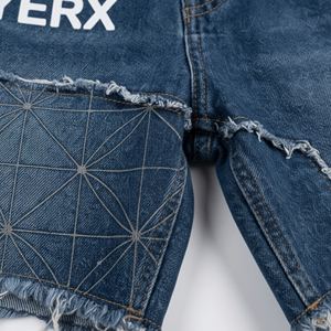 Shorts en jean Bermuda pour femme, personnalisés, en denim épais, brodés de strass, style streetwear, coupe droite, effet usé, décontractés, Y2K, taille haute - Product Image 4