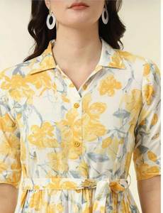 Collection de luxe Kurti fantaisie en soie georgette semi-cousue, longueur genou, avec broderie lourde multicolore, pour le quotidien, le bureau et les fêtes - Product Image 3