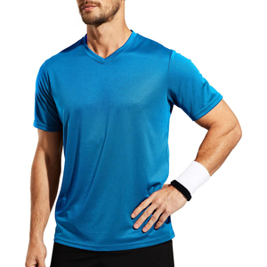 Camisetas de hombre con logotipo personalizado de secado rápido, transpirable, con cuello en V, ropa informal, corte holgado, jersey de poliéster, patrón sólido - Product Image 3