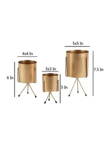 Low MOQ <b>Set</b> of <b>3</b> Votive Shape Planters Handmade Metal New Flower Pot Coastal Style Metal Flower <b>Vase</b> High Selling Wholesale - Product Image 4