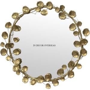 Miroir de forme ronde de qualité supérieure le plus vendu avec cadre de designer antique en métal robuste plaqué or au prix le plus bas - Product Image 1