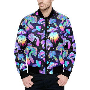 Chaqueta de Invierno para Hombre al por Mayor, Estilo Bomber de Lona con Estampado por Transferencia Térmica, Cuello Alto, Transpirable, Estilo Urbano Personalizado - Product Image 1