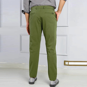 Pantalon chino décontracté taille haute en lin stretch pour hommes XL motif blanchi peint vêtement long formel teint en couleur unie - Product Image 4