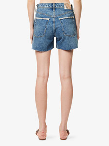 Pantalones cortos de mezclilla para mujer, pantalones cortos informales personalizados, pantalones vaqueros desgastados, pantalones cortos de cintura media para novio, aspecto de verano a la moda, calidad Premium - Product Image 4