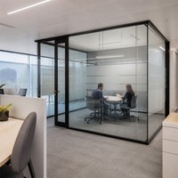 Système de cloison de bureau à vue complète, cloison en verre double vitrage sans cadre, sans structure en aluminium, cloison acoustique pour l'intimité